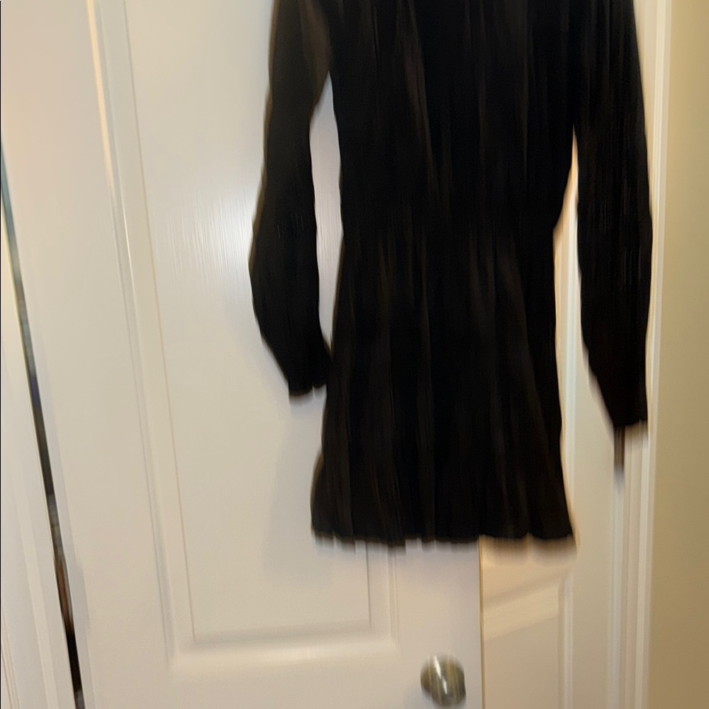 Black Ribbed Mock Neck Cocktail Dress